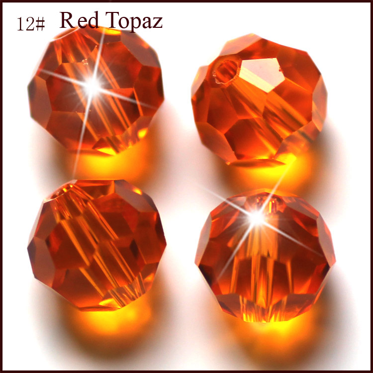 PandaHall Imitation Austrian Crystal Beads, Grade AAA, Faceted, Round, OrangeRed, 6mm, Hole: 1mm Glass Round Red