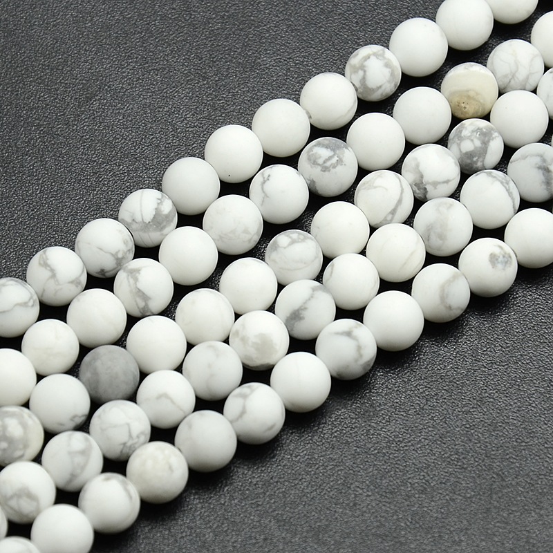 PandaHall Frosted Howlite Round Bead Strands, 6mm, Hole: 1mm; about 63~65pcs/strand, 14.9~15.6" Howlite Round