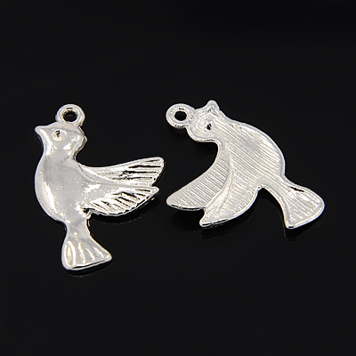 PandaHall Alloy Pendants, Bird, Silver Color, Lead Free & Cadmium Free & Nickel Free, about 22mm long, 15mm wide, 3mm thick, hole: 1.5mm...