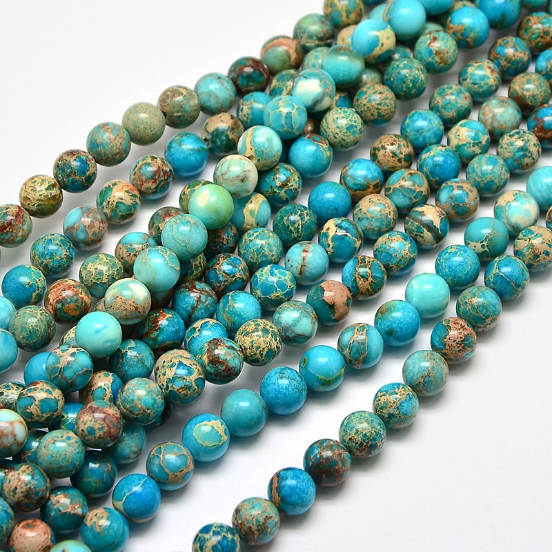 PandaHall Natural Regalite Round Bead Strands, Dyed, Turquoise, 6mm, Hole: 1mm; about 65pcs/strand, 15.4" Regalite Round Green