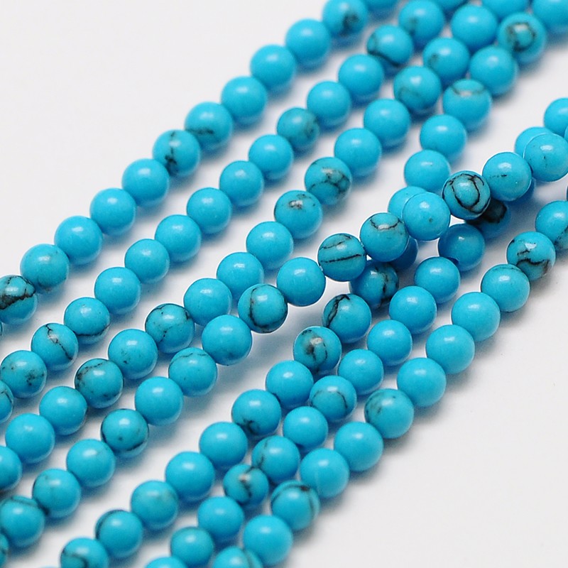 PandaHall Natural Chinese Turquoise Bead Strands, Round, 2mm, Hole: 0.8mm; about 184pcs/strand, 16" Natural Turquoise Round