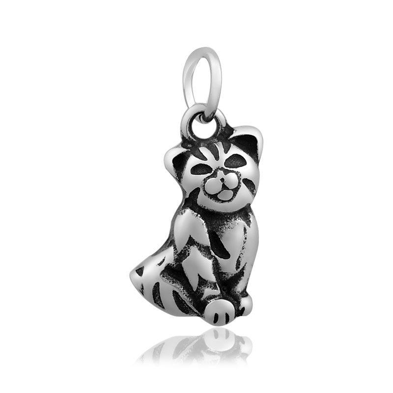 PandaHall Cat 316 Stainless Steel Pendants, Antique Silver, 19x11x4.5mm, Hole: 5mm Stainless Steel Cat