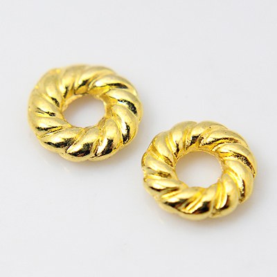 PandaHall Tibetan Silver Spacer Beads, Lead Free & Cadmium Free, Golden Color, Donut, about 8mm in diameter, 2mm thick, hole: 3mm Alloy...