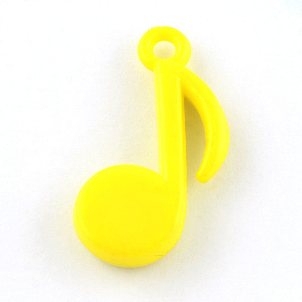 PandaHall Opaque Acrylic Pendants, Musical Note, Yellow, 27x15x4.5mm, Hole: 2.5mm Acrylic Musical Note Yellow
