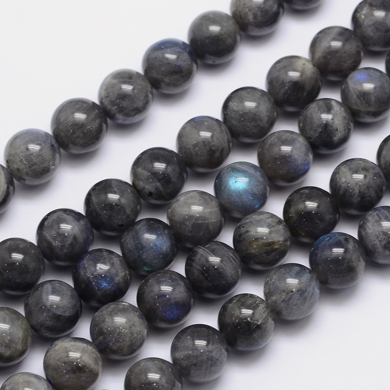 PandaHall Natural Labradorite Round Bead Strands, 12mm, Hole: 1mm; about 33pcs/strand, 15.5" Labradorite Round Gray