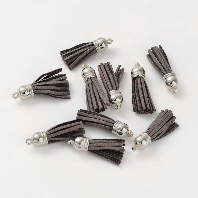 PandaHall Suede Tassels, with CCB Plastic Findings, Nice for DIY Earring or Cell Phone Straps Making, SlateGray, 38x10mm, Hole: 2mm Suede...