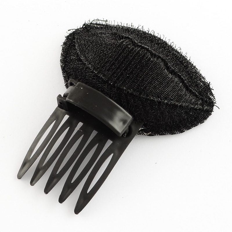 PandaHall Nylon Princess Head Hair Fluffy Styling Hair Tools Bangs Stick, with Plastic Hair Combs, Black, 85x71x18mm Nylon Black