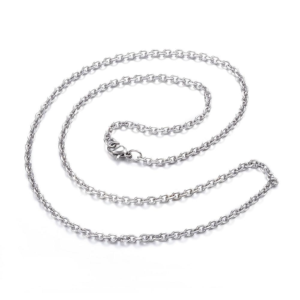 PandaHall 304 Stainless Steel Necklaces, Cable Chain Necklaces, Faceted, Stainless Steel Color, 19.69"(50cm) Stainless Steel