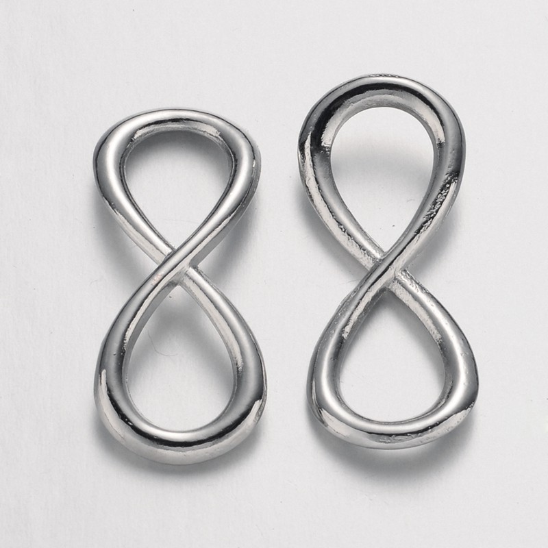 PandaHall Tibetan Style Links, Lead Free & Nickel Free, Infinity, Platinum, 31x13x2mm, Hole: 11x8mm Alloy Infinity