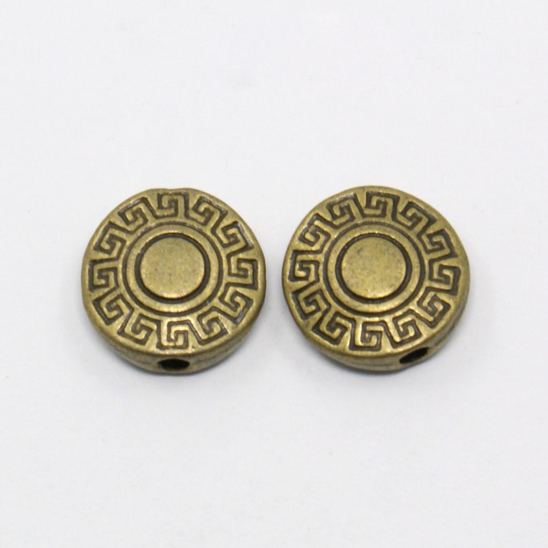 PandaHall Tibetan Silver Beads, Lead Free, Cadmium Free and Nickel Free, Flat Round, Antique Bronze Color, about 10.5mm long, 10.5mm wide...