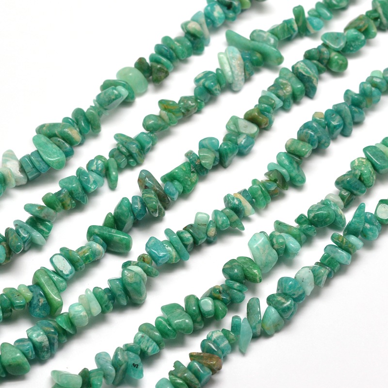 PandaHall Natural Amazonite Chip Bead Strands, 5~8x5~8mm, Hole: 1mm; about 31.5" Amazonite Chip