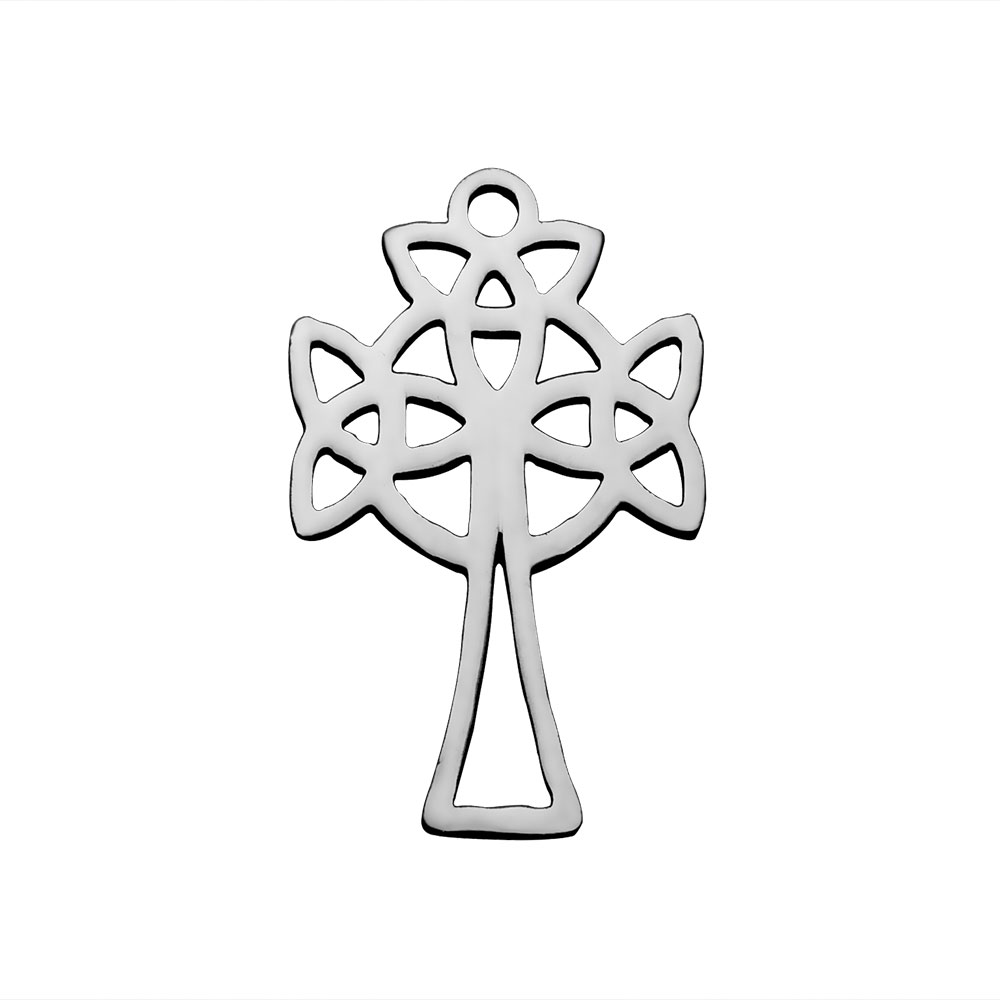 PandaHall 304 Stainless Steel Pendants, Cross, Stainless Steel Color, 21.5x13x1.1mm, Hole: 1.5mm Stainless Steel Cross