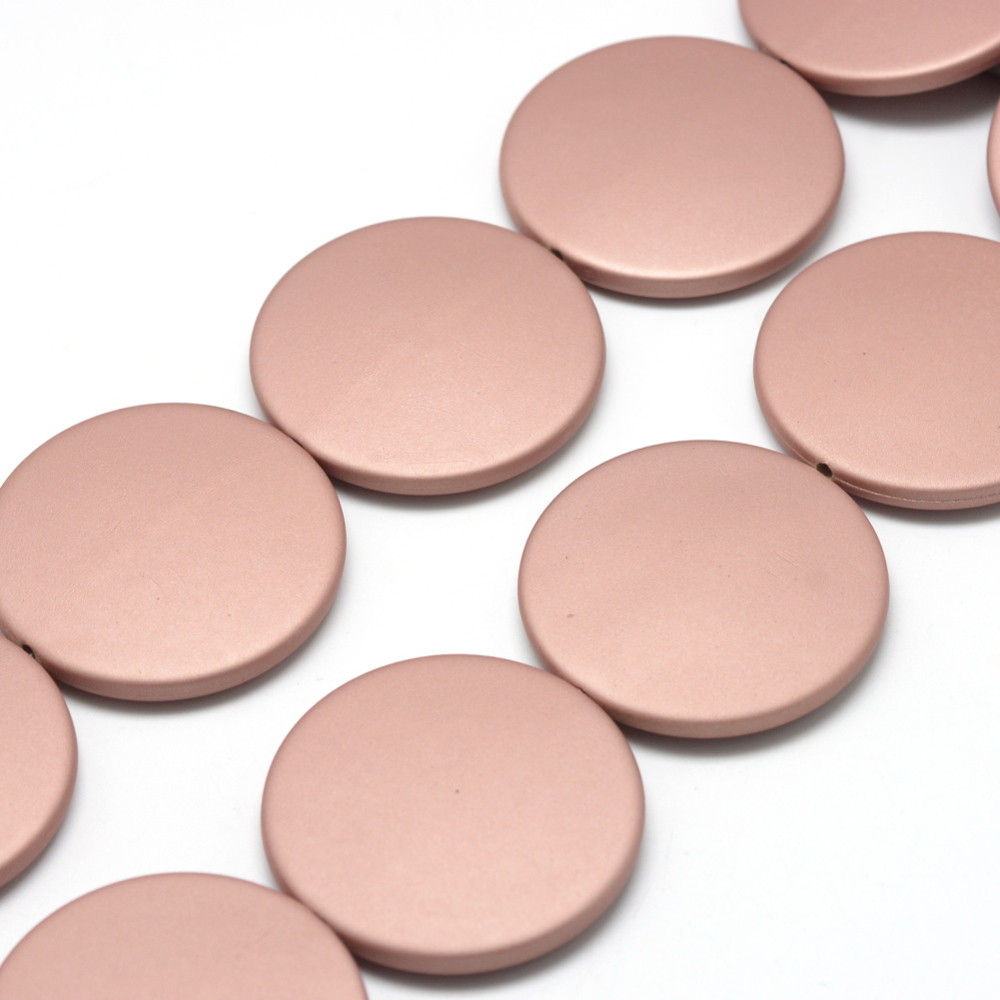 PandaHall Rubberized Style Acrylic Beads Strands, Flat Round, DarkSalmon, 39x6.5mm, Hole: 1.5mm Acrylic Flat Round Red