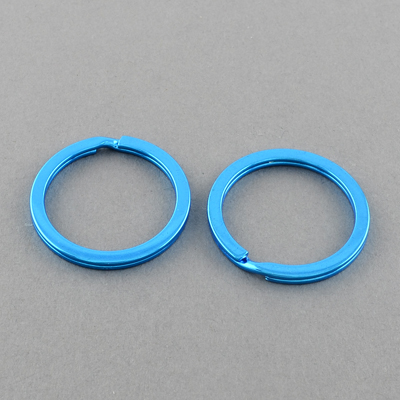 PandaHall Iron Plating Key Clasp Findings, Key Chain Ring Findings, DeepSkyBlue, 33x3mm Iron Ring Blue