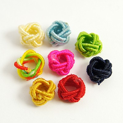 PandaHall Handmade Nylon Cord Woven Elastic Beads, Round, Mixed Color, 6x5mm, Hole: 3mm Fibre Round Multicolor