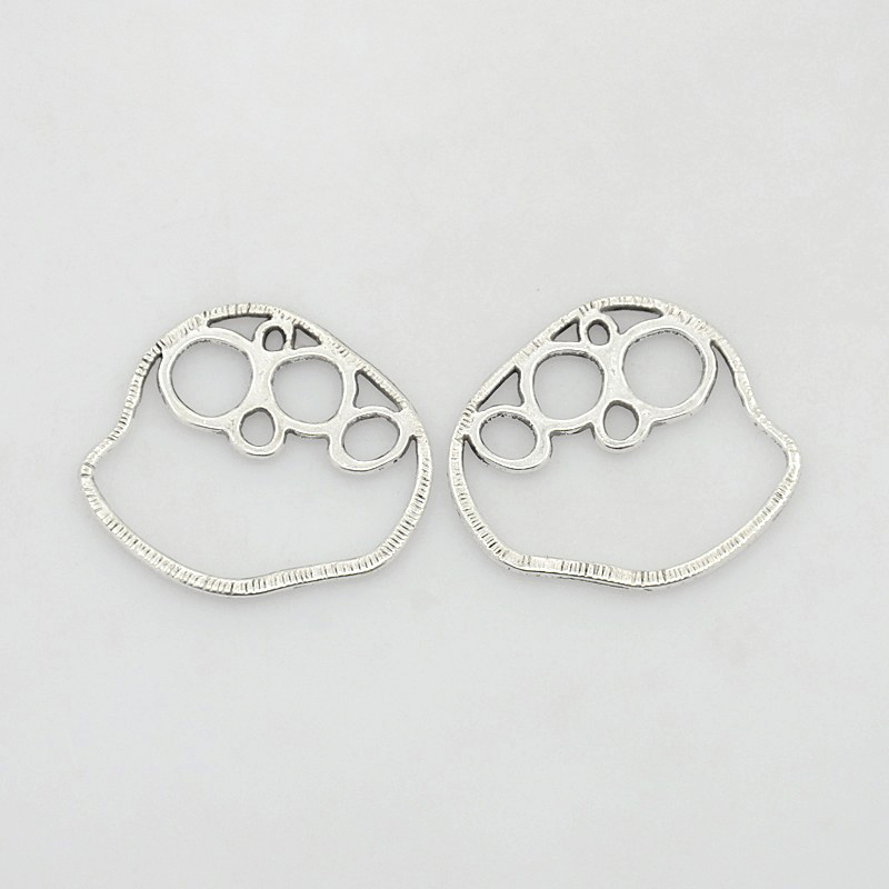 PandaHall Tibetan Style Linking Rings, Circles with Bubbles, Lead Free & Cadmium Free, Antique Silver, 32x29x1mm Alloy Ring