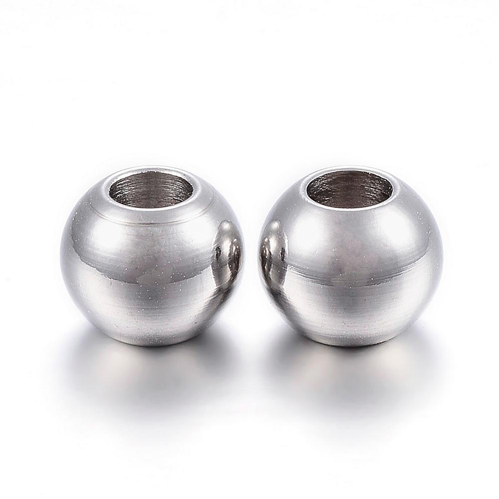 PandaHall 304 Stainless Steel Beads, Rondelle, Stainless Steel Color, 8x6.5mm, Hole: 3.5mm Stainless Steel Round