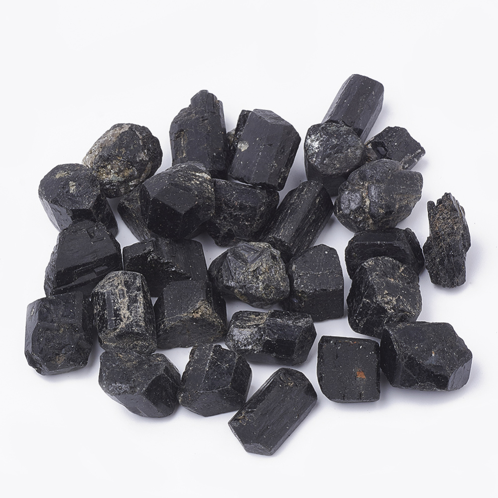 PandaHall Natural Black Tourmaline Beads, Dyed, Nuggets, No Hole/Undrilled, 15~20x12~18x10~15mm Tourmaline Nuggets