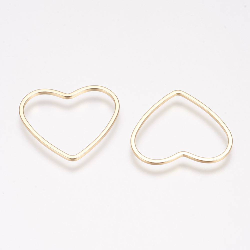 PandaHall Brass Linking Rings, Heart, Real Gold Plated, 19x21x1mm Brass Heart