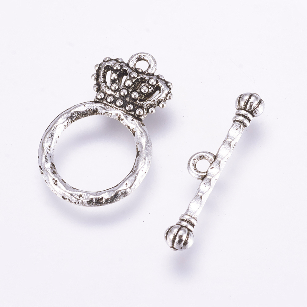 PandaHall Alloy Toggle Clasps, Lead Free, Donut, Antique Silver, 25x6x4mm Alloy Donut