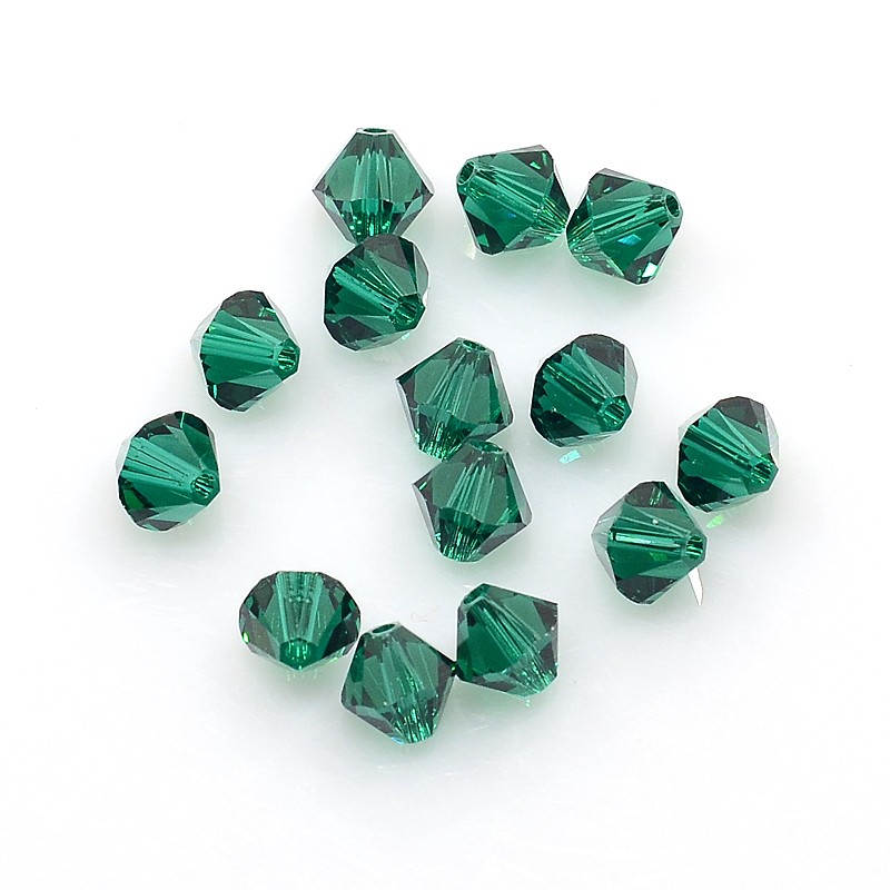 PandaHall Austrian Crystal Beads Loose Beads, 6mm Emerald 5301 Bicone, Size: about 6mm long, 6mm wide, Hole: 1mm