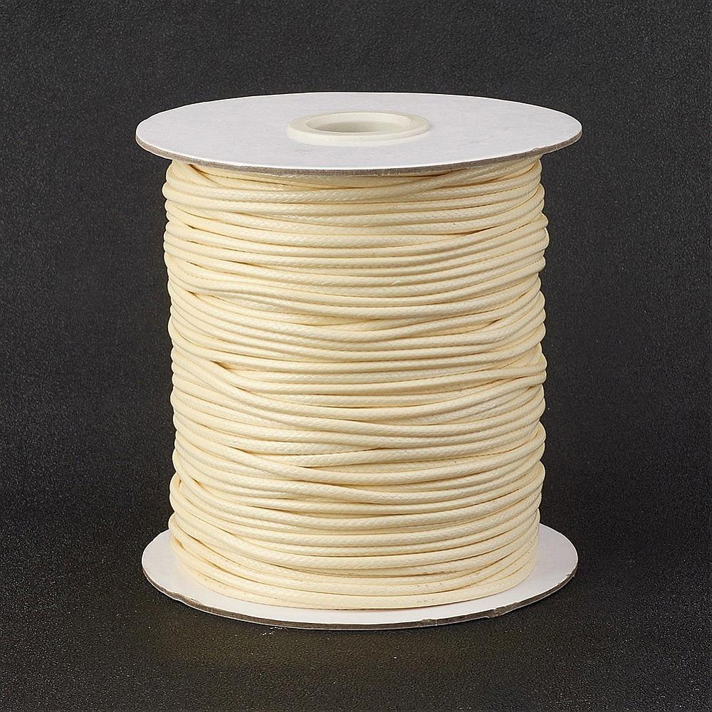 PandaHall Environmental Korean Waxed Polyester Cord, Cornsilk, 1mm; about 200yards/roll(182.88m/roll) Waxed Polyester Cord Gold
