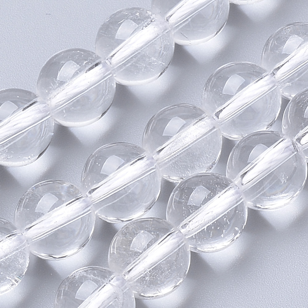 PandaHall Natural Quartz Crystal Beads Strands, Round, 8mm, Hole: 1mm; about 50pcs/strand, 15.7" Quartz Crystal Round