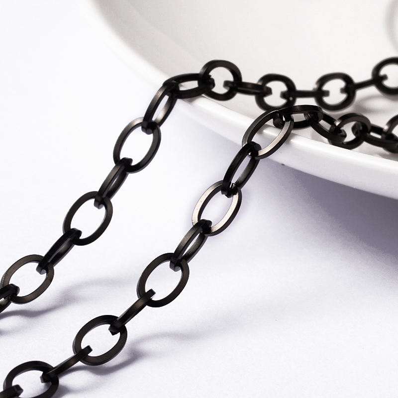 PandaHall 304 Stainless Steel Cable Chains, with Spool, Gunmetal, 7x4x0.8mm; about 10m/roll Stainless Steel