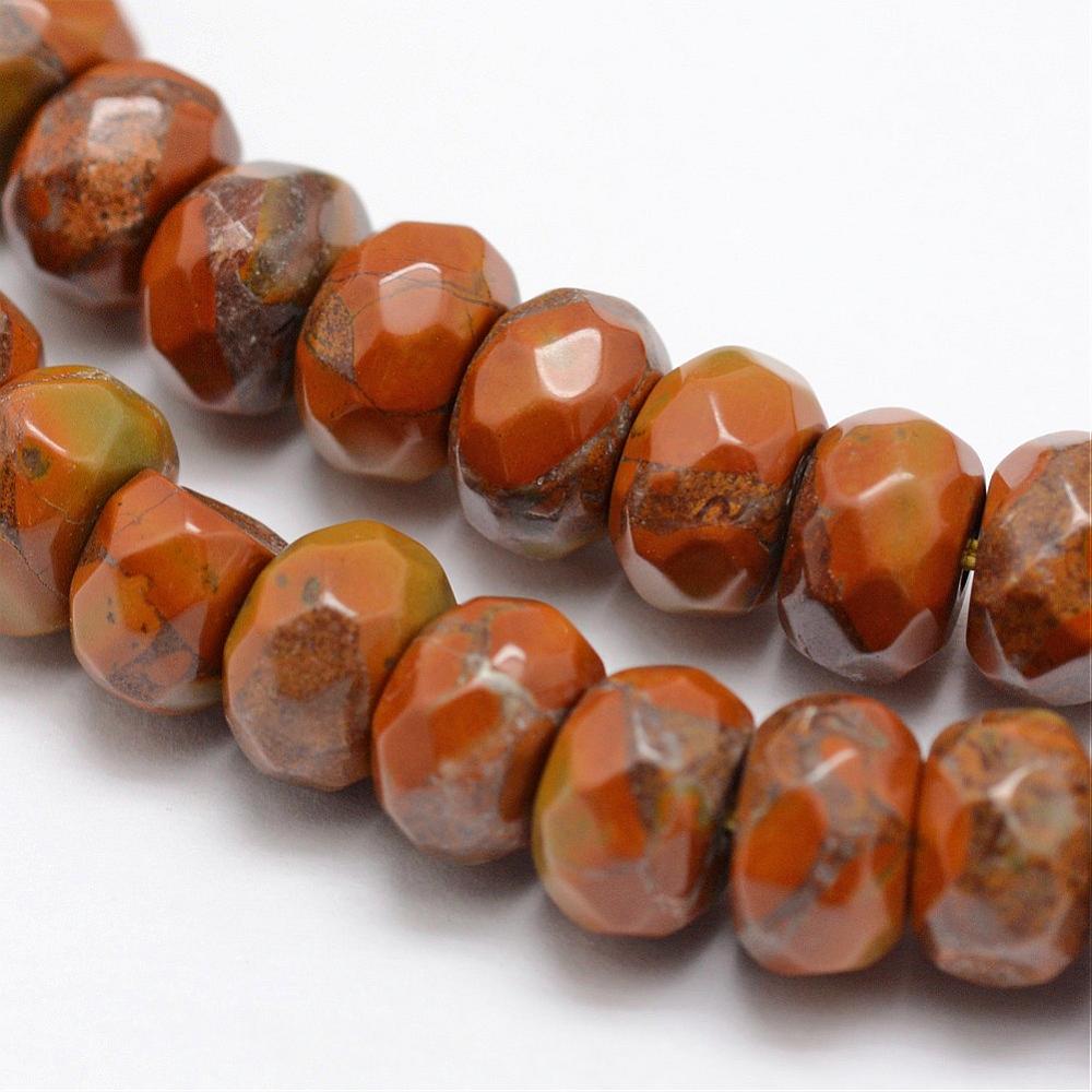 PandaHall Faceted Natural Bamboo Leaf Stone Rondelle Beads Strands, Peru, 8x5mm, Hole: 1mm; about 76pcs/strand, 15.2" Others Rondelle Brown