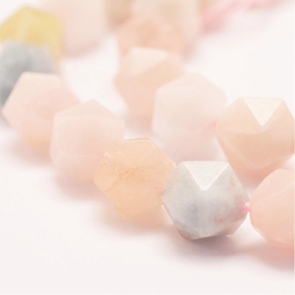 PandaHall Natural Morganite Beads Strands, Round, Faceted, 5.5~6mm, Hole: 1mm; about 69pcs/strand, 15.16''(38.5cm) long Morganite Round