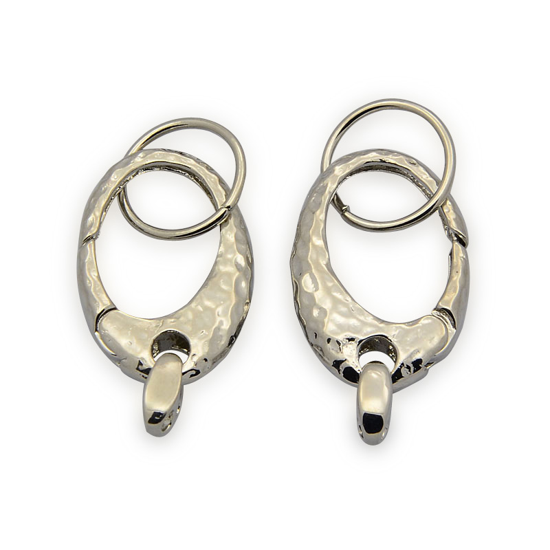 PandaHall Brass Key Clasp, with Rings, Platinum, 32x18x4mm, Hole: 2mm Brass