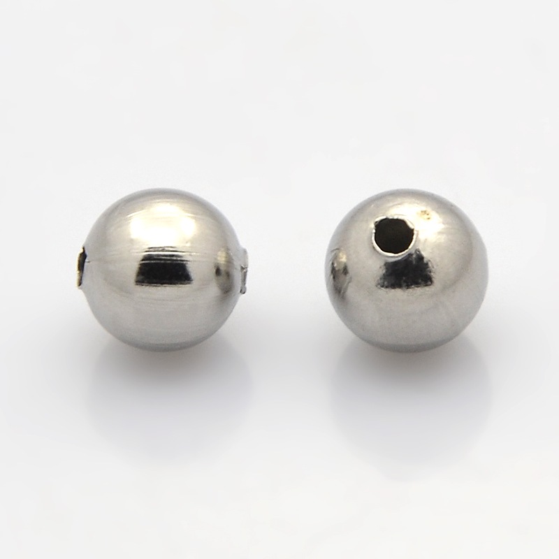 PandaHall Round 316 Stainless Steel Beads, Stainless Steel Color, 6mm, Hole: 1mm Stainless Steel Round