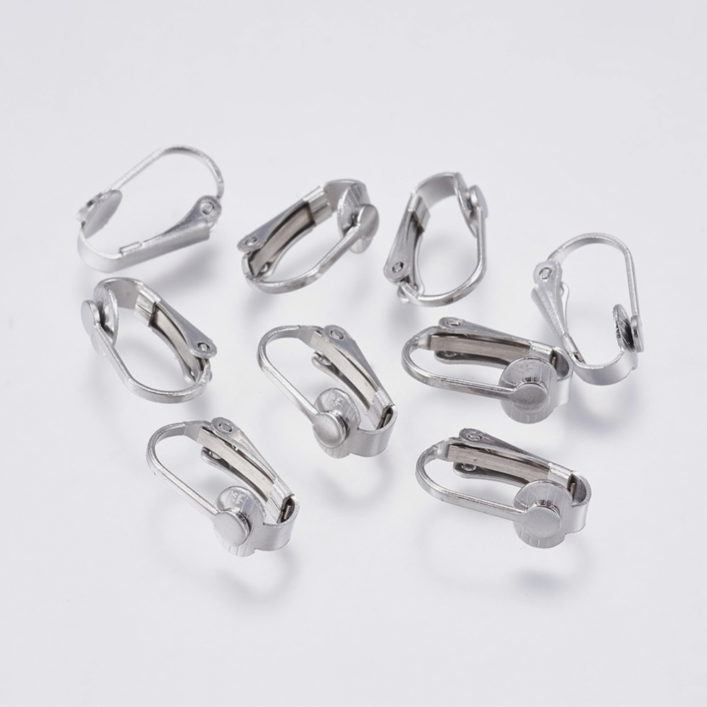 PandaHall 304 Stainless Steel Clip-on Earring Findings, Stainless Steel Color, 16x10x7mm Stainless Steel