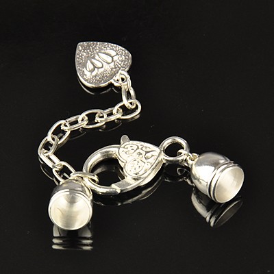 PandaHall Alloy Terminators, with Iron Extender Chains, Alloy Lobster Claw Clasps and Brass Cord Ends, Silver Color, 110mm Alloy
