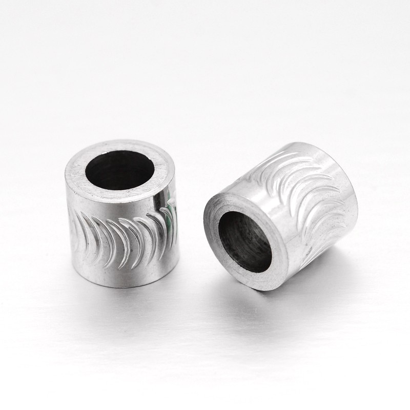 PandaHall Column 304 Stainless Steel Beads, Large Hole Beads, Stainless Steel Color, 10x9.5mm, Hole: 6mm Stainless Steel Column