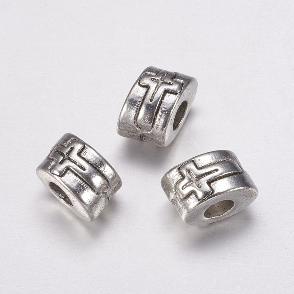 PandaHall Alloy European Beads, Antique Silver Color, Tube, about 7mm wide, 11mm long, 9mm thick, hole: 4mm Alloy Tube