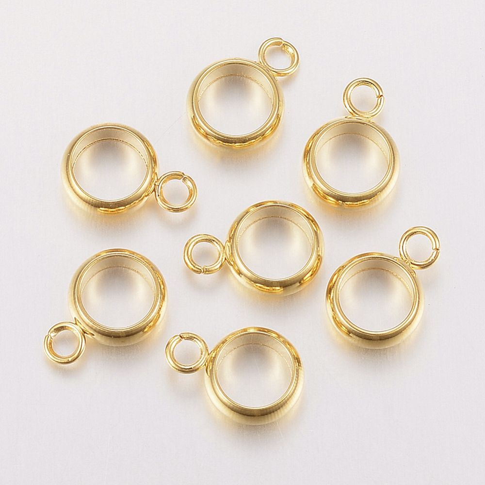 PandaHall 304 Stainless Steel Hanger Links, Golden, 10x7x2mm, Hole: 2mm and 5mm Stainless Steel Others