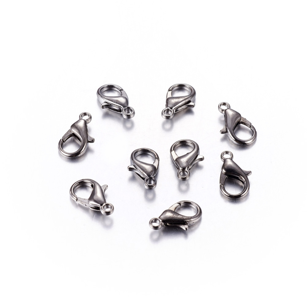 PandaHall Gunmetal Tone Zinc Alloy Lobster Claw Clasps, Nickel Free, 14x8mm, Hole: 1.8mm Alloy Others