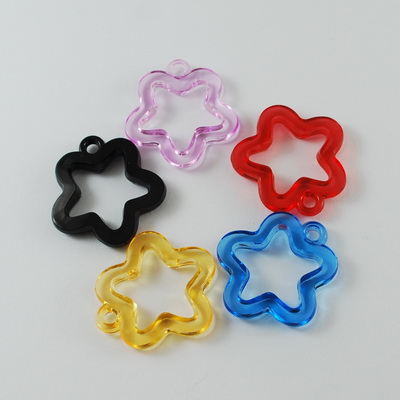 PandaHall Transparent Acrylic Pendants, Flower, Mixed Color, 32x29x4mm, Hole: 3mm Acrylic Flower Multicolor