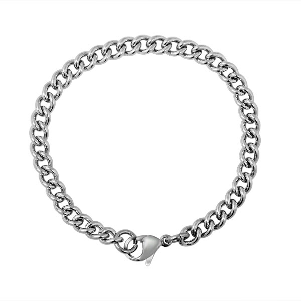 PandaHall 316 Stainless Steel Curb Chain Bracelets, with Lobster Claw Clasps, Stainless Steel Color, 6"(150mm); 4.5mm Stainless Steel