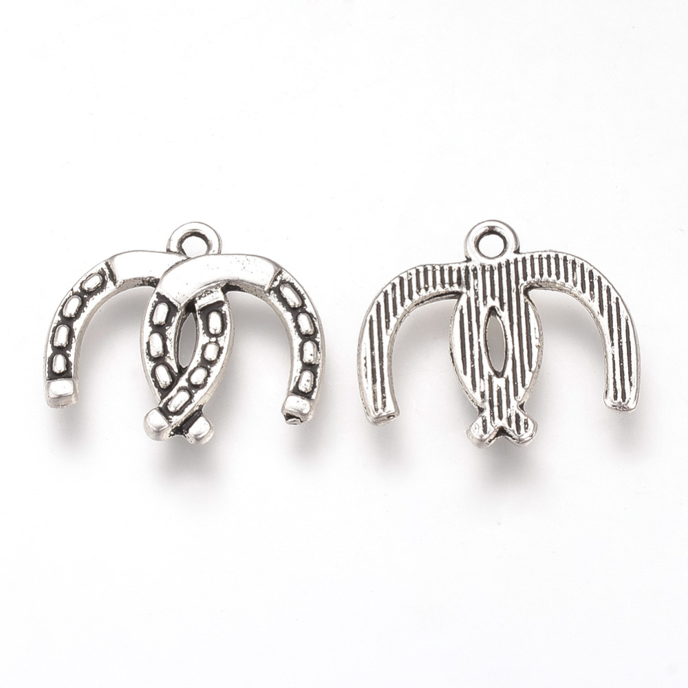 PandaHall Tibetan Style Alloy Pendants, Horseshoe, Cadmium Free & Nickel Free & Lead Free, Antique Silver, 17x20x2mm, Hole: 1.5mm Alloy...