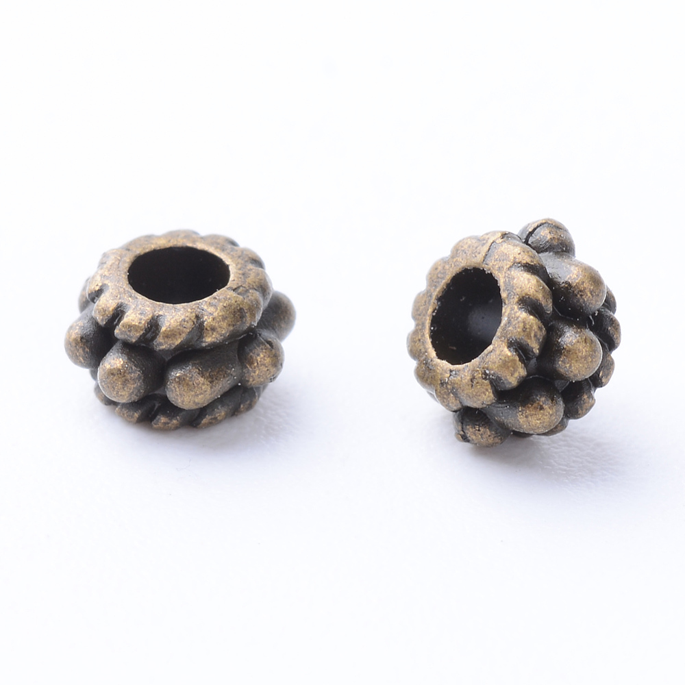 PandaHall Tibetan Style Alloy Bead Spacers, Rondelle, Cadmium Free & Nickel Free & Lead Free, Antique Bronze, 5x3mm, Hole: 2mm; about...