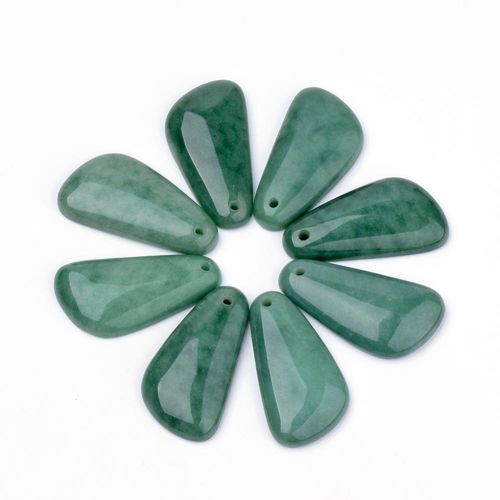 PandaHall Natural Green Jade Gemstone Pendants, SeaGreen, 41x22x6mm, Hole: 2mm Green Jade Others Green