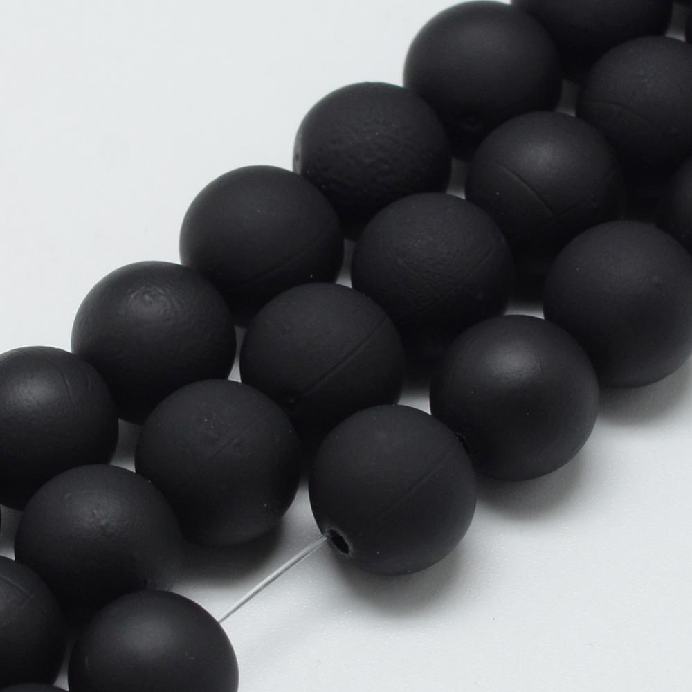 PandaHall Rubberized Style Acrylic Beads Strands Strands, Round, Black, 16mm, Hole: 2.5mm Acrylic Round Black