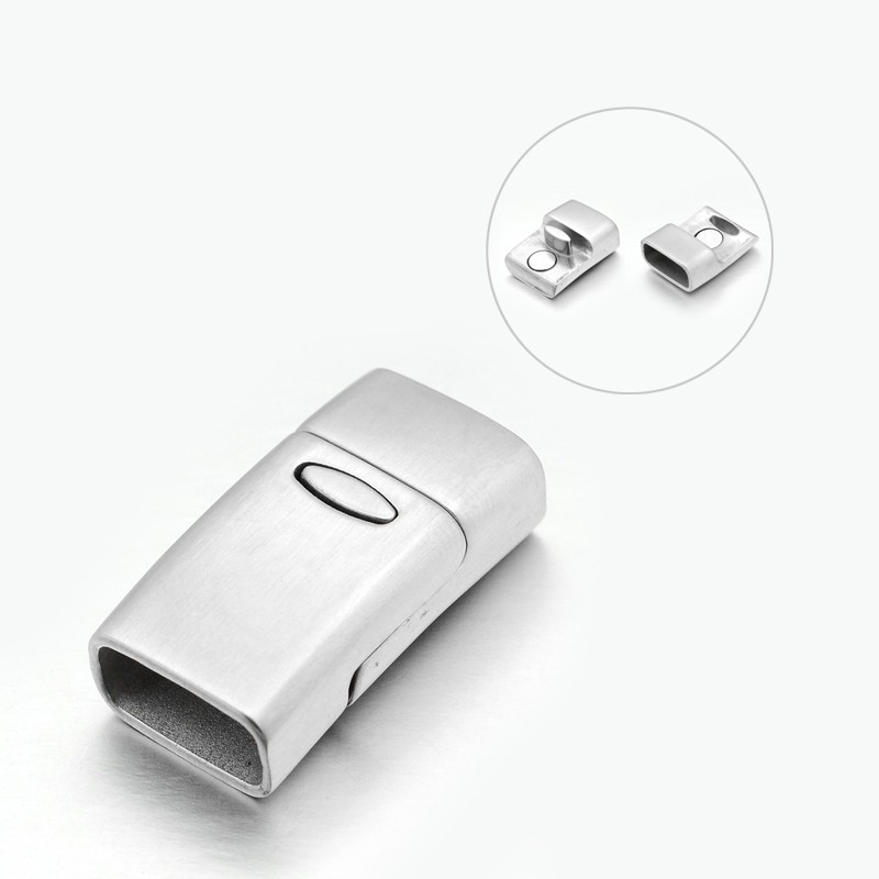 PandaHall Rectangle 304 Stainless Steel Magnetic Necklace Clasps, Stainless Steel Color, 29x15x9mm, Hole: 14x6mm Stainless Steel Rectangle