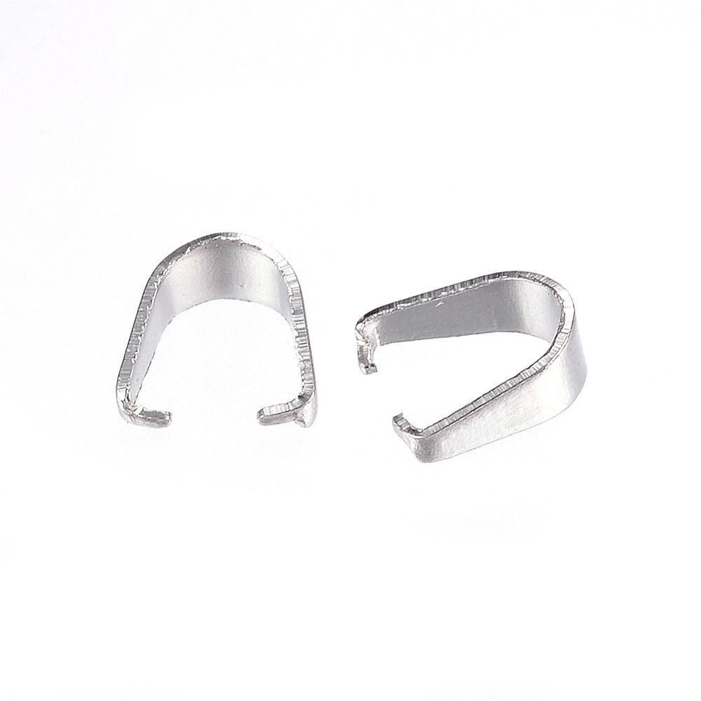 PandaHall 304 Stainless Steel Pick & Pinch Bails, Stainless Steel Color, 7x6x3mm, Inner Diameter: 6x5mm Stainless Steel