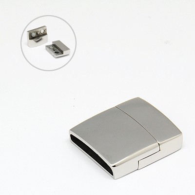 PandaHall 304 Stainless Steel Magnetic Clasps, Rectangle, 23x21x6mm, Hole: 4x18.5mm Stainless Steel Rectangle