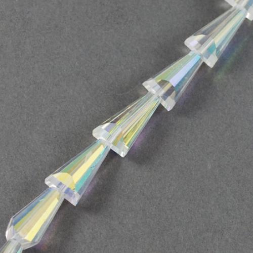 PandaHall Electroplated Glass Beads Strands, Faceted, Cone, Clear, 16x8mm, Hole: 1.5mm Cone Clear