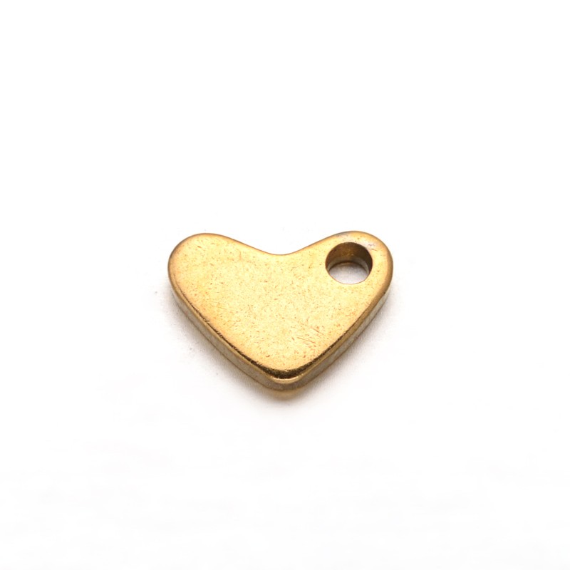 PandaHall Heart 304 Stainless Steel Charms, Golden, 7.5x5.5x1mm, Hole: 1mm Stainless Steel Heart