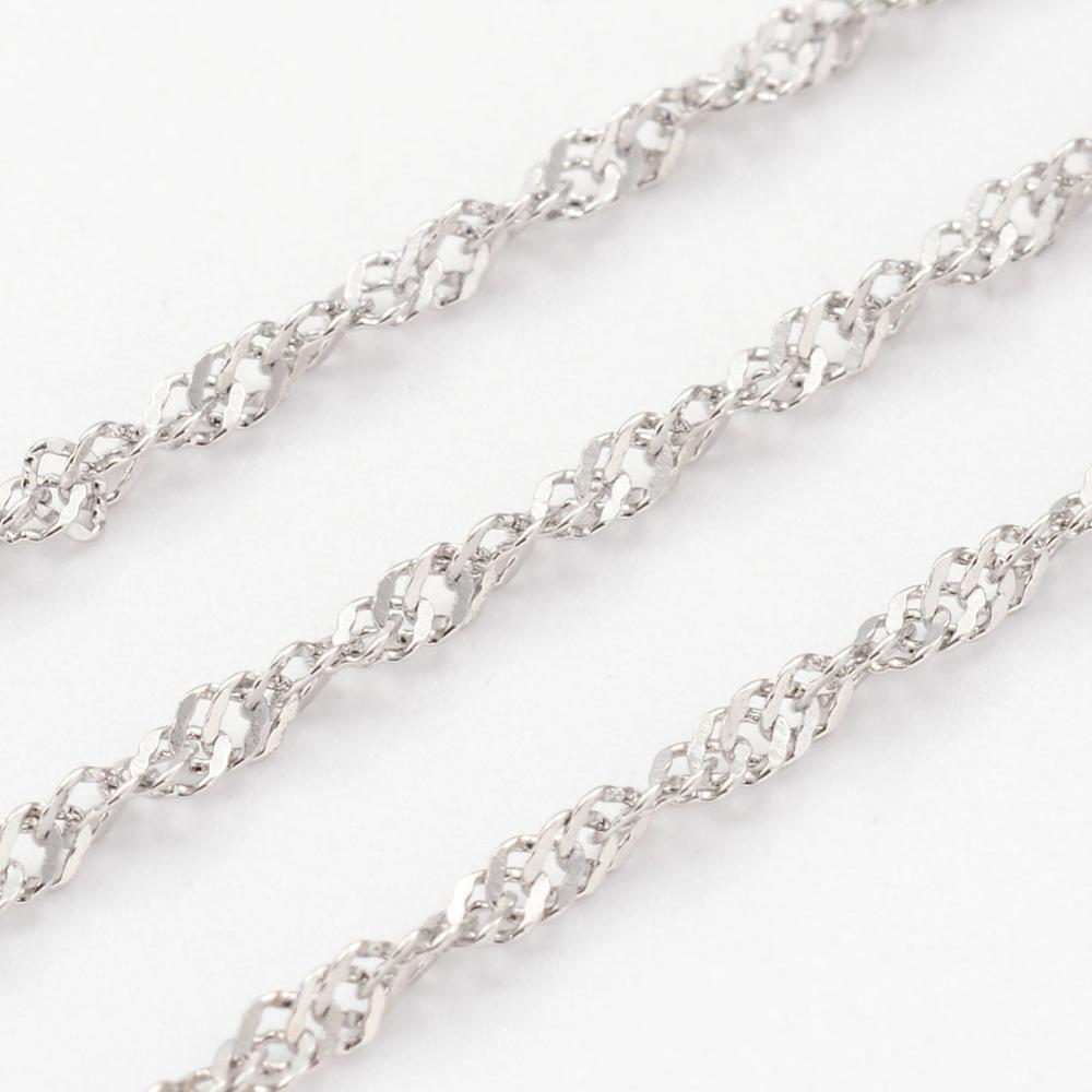PandaHall 304 Stainless Steel Singapore Chains, with Spool, Faceted, Stainless Steel Color, 2mm; about 10m/roll Stainless Steel